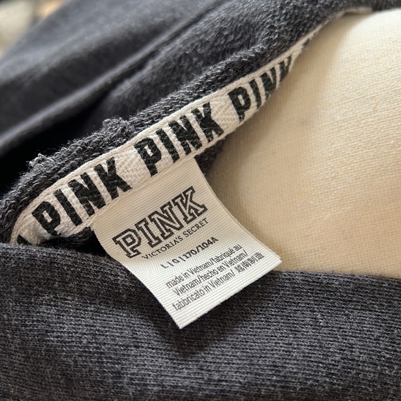 Victoria’s Secret PINK Women’s Gray Long Sleeve Cross Neck Hoodie Sweatshirt SzL - Picture 4 of 5